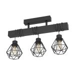 Eglo Deckenleuchte Townshend 5 Stahl Holz Schwarz | IP20 - Geeignet für 3x E27 